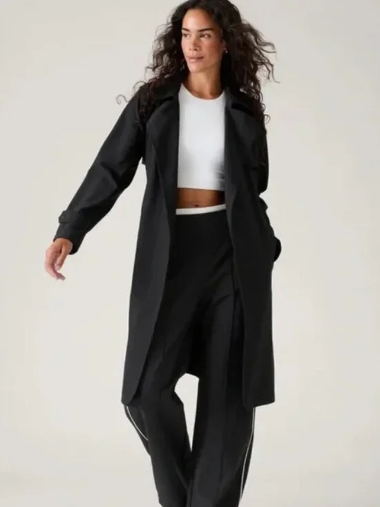 NWT Athleta Black Stellar Trench Coat - Picture 2 of 6